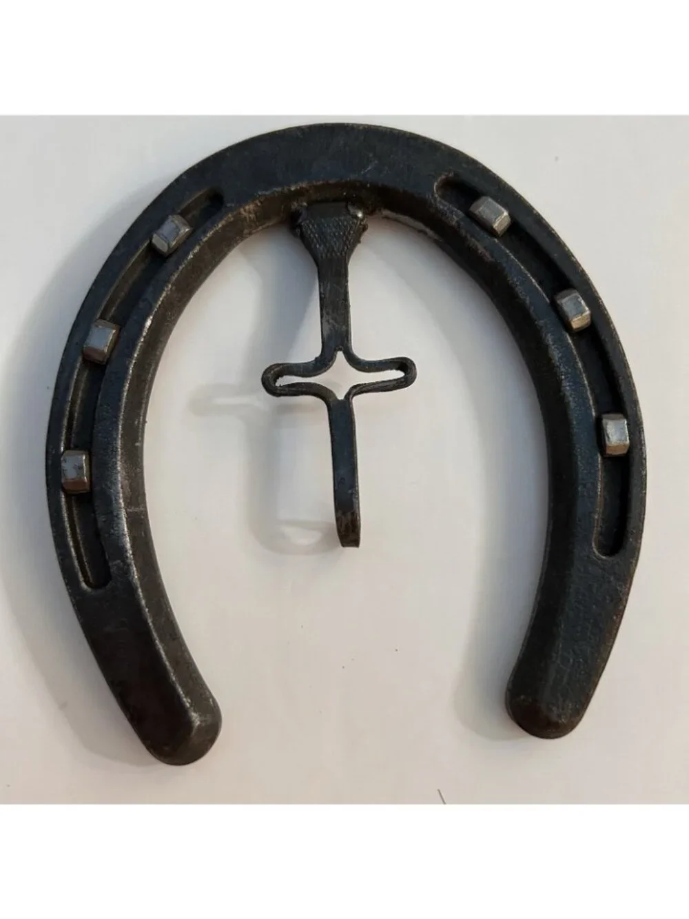 Vintage St. Croix Forge 000 Lite Horseshoe Cross Wall Hanging Decor Equestrian